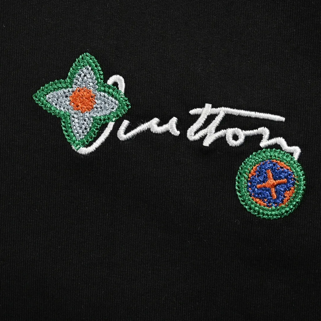 Louis Vuitton/Louis Vuitton floral letter embroidered short sleeves